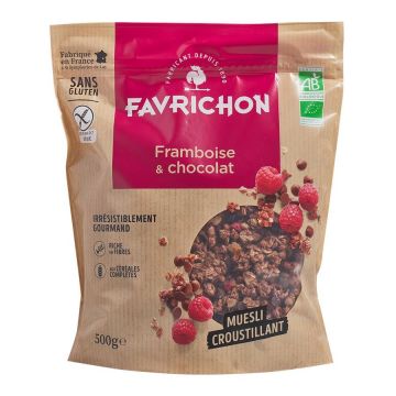 Muesli framboos chocolade 500gr Favrichon